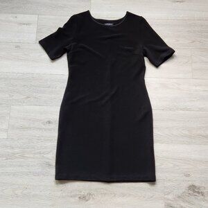 Mario Serrani Black Dress Womens Medium Short Sleeves Ribbed Textured
